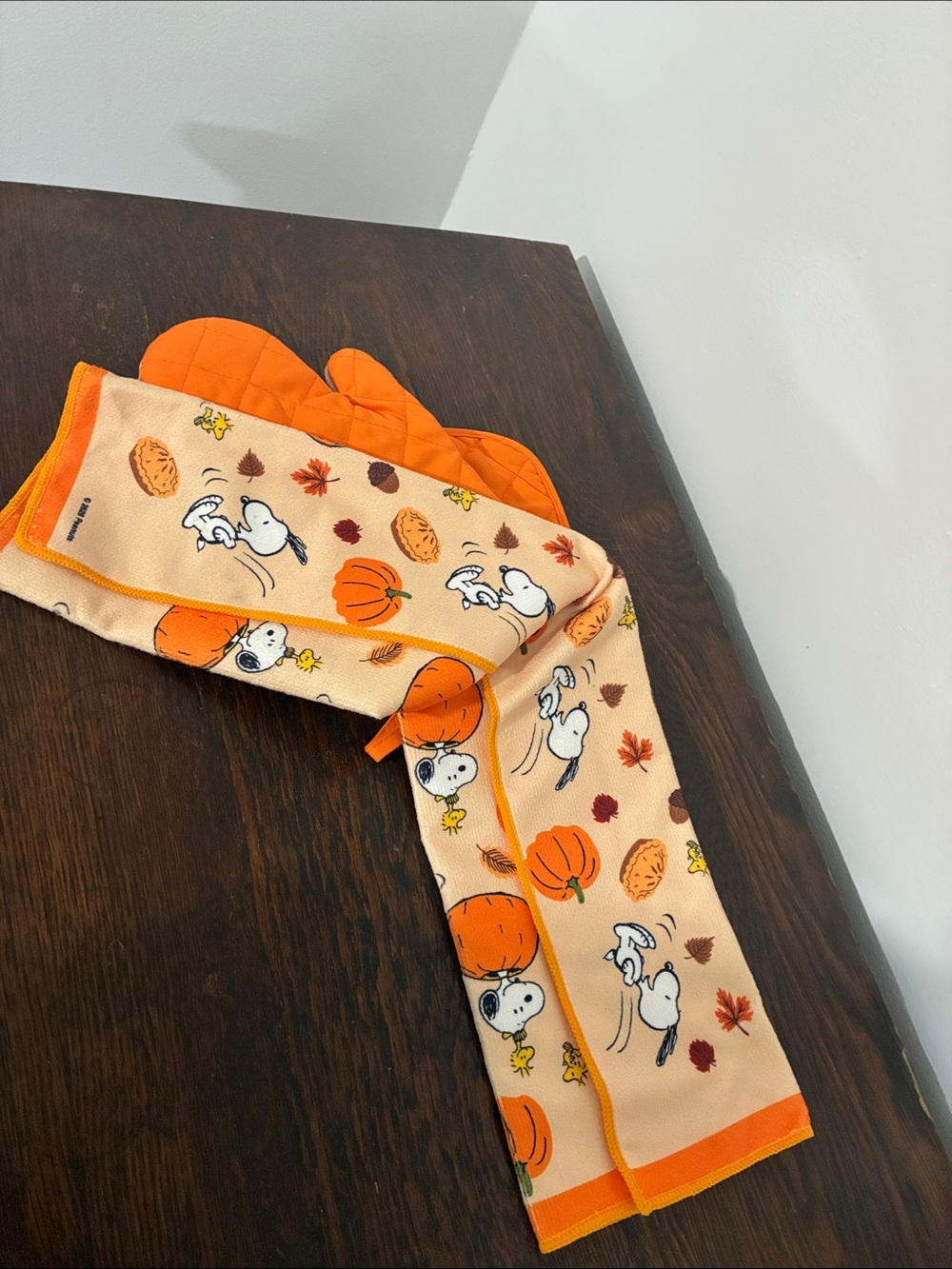 NWT- Peanuts- Snoopy- Fall Themed- 3pc- Oven Mitt, Pot Holder & Towel Set - Picture 8 of 16